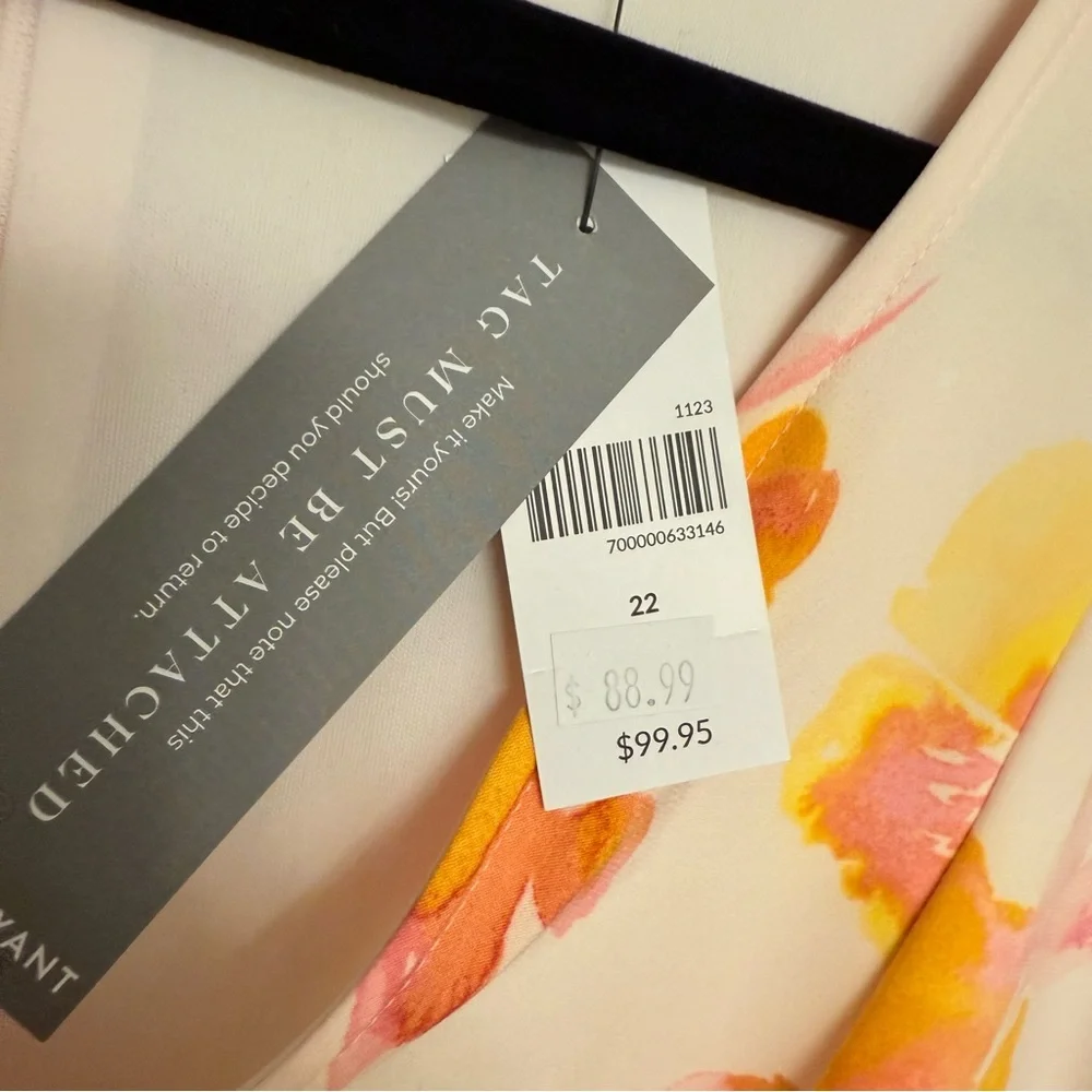 Lane Bryant Cream Midi Dress with Yellow & Pink Floral Print - Picture 8 of 9